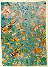 Telo da parato con ricami di fiori e uccelli